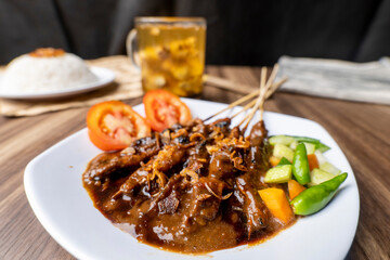 Sate Ayam madura,satays with peanut sauce, famous Indonesian typical cuisine
