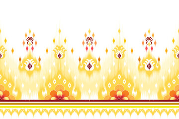 Abstract ikat ethnic seamless pattern design. Aztec fabric carpet mandala ornament chevron textile decoration wallpaper. Tribal turkey African Indian traditional embroidery vector background 