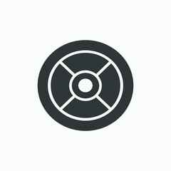 gym weight plate fitness icon vector isolated