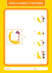 Match pattern game with mosque. worksheet for preschool kids, kids activity sheet
