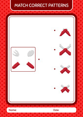 Match pattern game with spoon and fork. worksheet for preschool kids, kids activity sheet