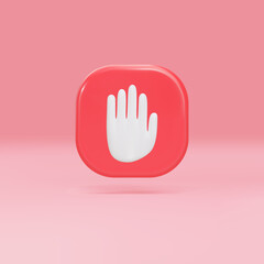 3D Stop sign, hand stop symbol, traffic stop, restricted. Vector illustration.
