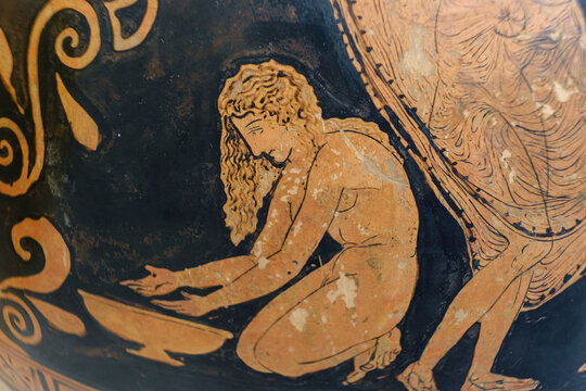 Red-figured pelike, hetairai and Eros British museum, London, England, Great Britain