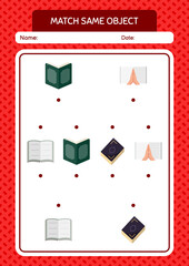 Match with same object game ramadan icon. worksheet for preschool kids, kids activity sheet