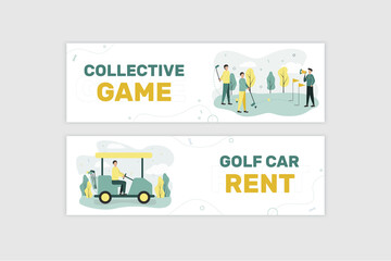 Obraz na płótnie Canvas Playing golf. A man with a golf club. Web banner on the site. Vector