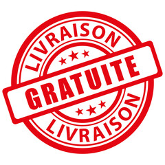 Tampon rouge livraison gratuite. Icône vectoriel.