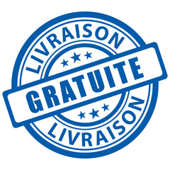 Fototapeta premium Tampon bleu livraison gratuite. Icône vectoriel.