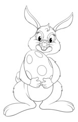 Easter Bunny Cartoon Rabbit With Giant Egg