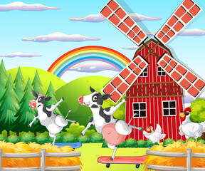 Scene with farm animal on the farm