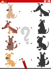 educational shadow task with funny cartoon dogs