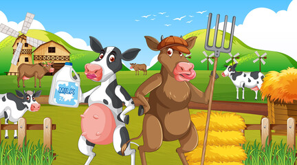 Obraz na płótnie Canvas Scene with farm animal on the farm