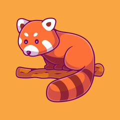 cute red panda illustration suitable for mascot sticker and t-shirt design