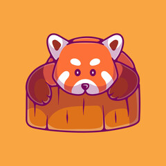 cute red panda illustration suitable for mascot sticker and t-shirt design