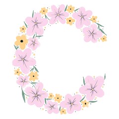 Botanical letter C. Floral lettering alphabet. Letter C isolated. For print, cover, logo, wedding card, poster