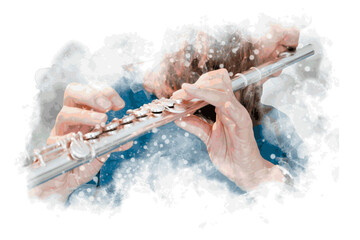 Music graphic with flute in vector quality. © Salome