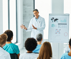 seminar business meeting doctor conference audience presentation education lecture hospital man event training speaker group convention congress speech - obrazy, fototapety, plakaty