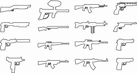 set of badges weapons, pistols