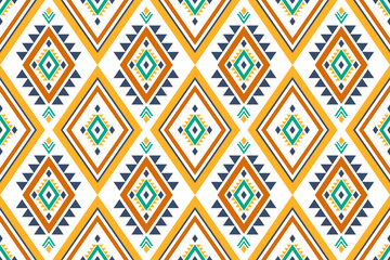 Colorful ethnic pattern art. Seamless pattern in tribal, folk embroidery, and Mexican style. Geometric striped. Design for background, wallpaper, vector illustration, fabric, clothing, carpet.