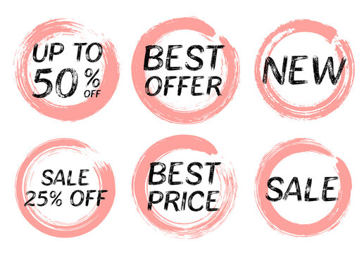 Best price hot offer discount sale labels set. Tag stamps, promo badge, sticker off templates.