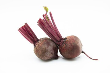 red beets or beetroots isolated on white background.
