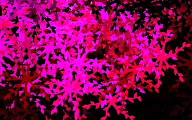 Fototapeta premium Dark Pink vector doodle texture with flowers, leaves.
