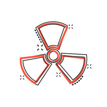 Nuclear radiation icon in comic style. Radioactivity cartoon vector illustration on white isolated background. Toxic splash effect sign business concept.