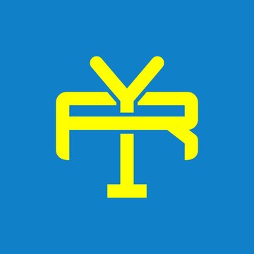 RY, YR, FYR, YFR, monogram logo overlapping, yellow color on a blue background	
