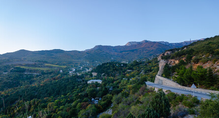 Fototapeta na wymiar Picturesque panorama Crimean mountains in Simeiz