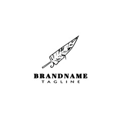 feather logo cartoon design template icon black isolated vector illustration