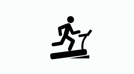 Treadmill Icon. Vector flat isolated black and white illustration
