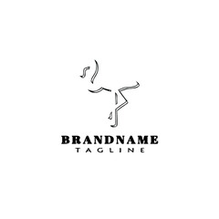 flamingo bird cartoon logo icon design template modern black vector