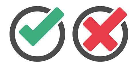 Check mark and cross icons - Vector .