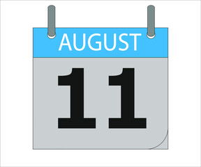 August 11th. Calendar icon. Date day of the month Sunday, Monday, Tuesday, Wednesday, Thursday, Friday, Saturday and Holidays