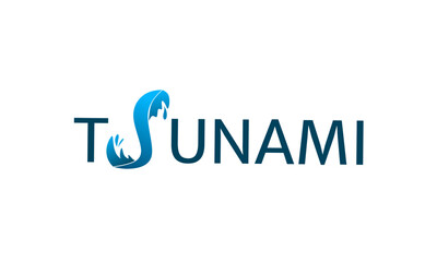 Logo typography text tsunami letters S shapes waves