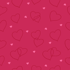 seamless pattern with heart illustration on red background. hand drawn vector. small heart shape with pink color. doodle art for wallpaper, wrapping paper and gift, fabric, textile, backdrop.