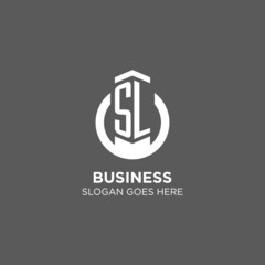 Initial SL circle round line logo, abstract company logo design ideas