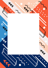 Obraz premium Rectangular Frame with Geometric Shapes and Abstract Elements Template