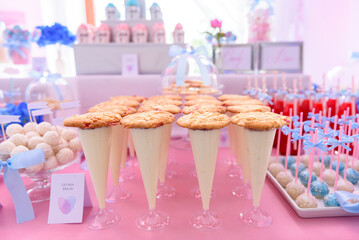 Tasty dessert on a candy bar at a wedding party