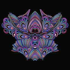 Neckline ethnic design. Dotted colorful traditional pattern. Vector print with decorative elements and beads for embroidery, for women's clothing.