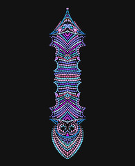 Neckline ethnic design. Dotted vertical traditional pattern. Vector print with decorative elements and beads for embroidery, for women's clothing.