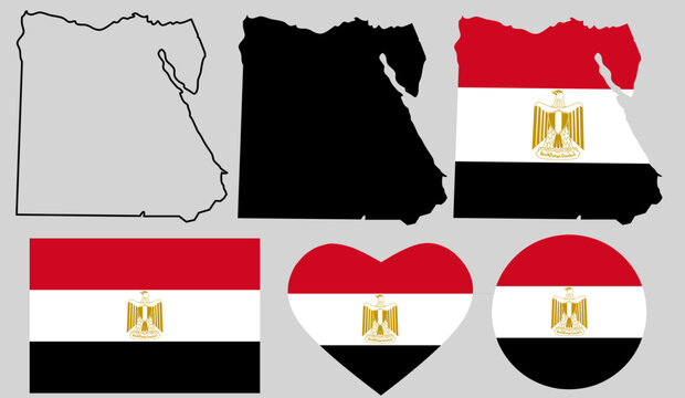 egypt map flag icon set
