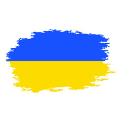 flag of Ukraine painted with grunge brush isolated on white background