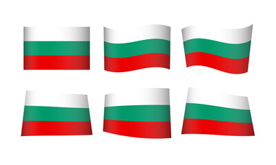 Bulgarian Flag Bulgaria National Symbol Banner Icon Vector Set Stickers Sofia Wave Flags Europe European EU Country State March 3rd Day Emblem Wave Realistic Flag Independence Ribbon Culture