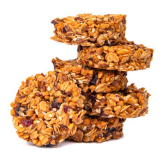 Tower of cookies with honey oatmeal grain isolated on the white