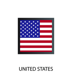 Flat square flag of United states of America icon. Simple isolated button. Eps10 vector illustration.