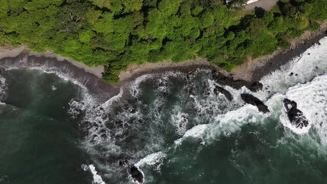 Aerial shot of the Jaco's coast in Costa Rica.  Beautiful ocean view close to the road, Central America