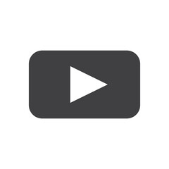 Black and white play icon. Vector illustration.