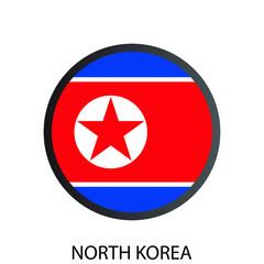 Flat round flag of North Korea icon. Simple isolated button. Eps10 vector illustration.