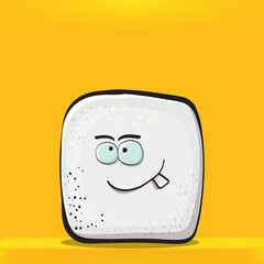 Vector Cartoon sugar cartoon characters isolated on orange background. funky sweet sugar cube character with eyes and mouth. funky food character