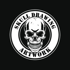 skull drawing logo design